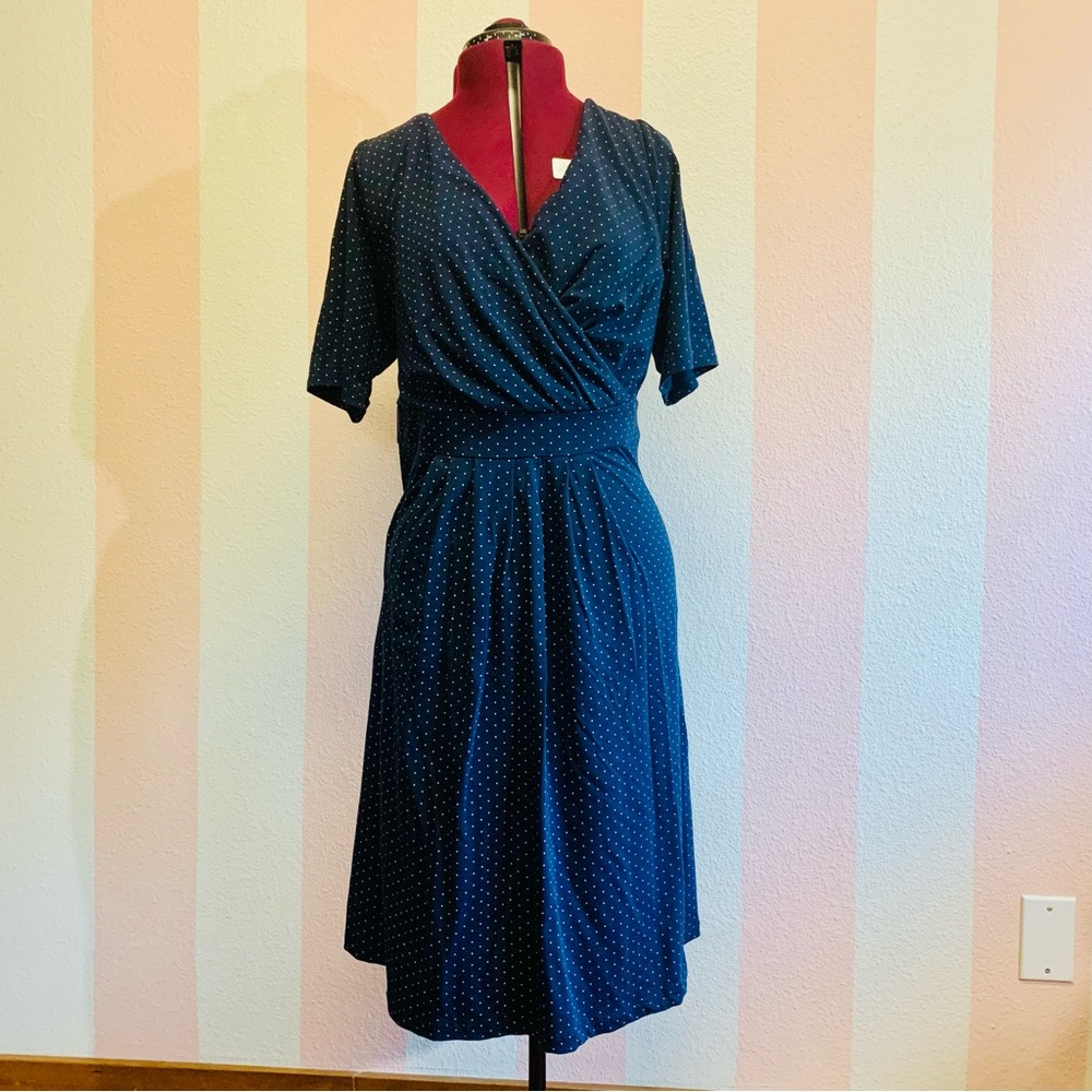 Land’s End navy polka dot dress 💙